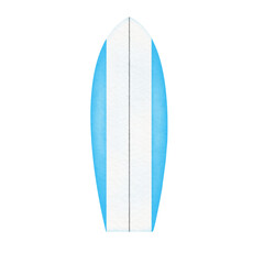 blue white surfboard watercolor illustration