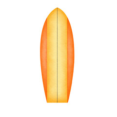 orange yellow surfboard watercolor illustration