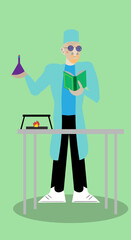 Fototapeta premium Chemist with a bulb and book