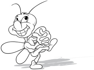 Drawing of a Dancing Happy Beetle with a Big Smile