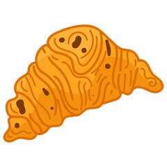 Single hand drawn croissant. Vector illustration clip art. Cute element for greeting cards, posters, stickers and seasonal design. Isolated on white background.