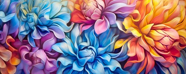 Fototapeta na wymiar Abstract Flowers Panorama Wallpaper Background. Generative ai