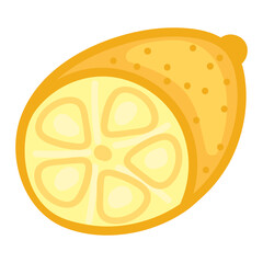 Single hand drawn lemon. Vector illustration clip art. Cute element for greeting cards, posters, stickers and seasonal design. Isolated on white background.