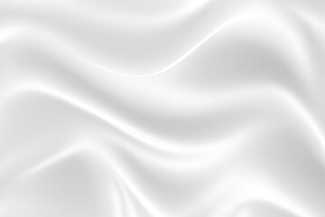 White and grey satin fabric curves wave lines background texture for web design , banner , business concept.