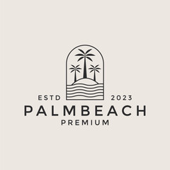 illustration vector graphic palm tree beach logo design minimalist  and luxury%09