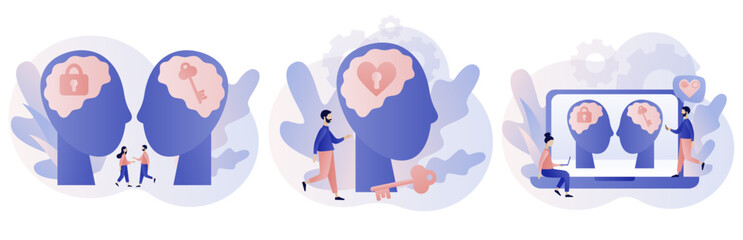 Empathy and emotional connection. Emotional Intelligence. Psychology concept. Communication skills. Modern flat cartoon style. Vector illustration on white background