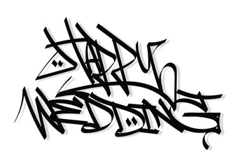 graffiti tag word of HAPPY WEDDING