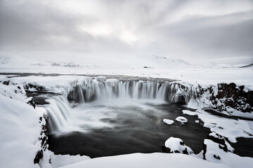 Godafoss waterfall in winter