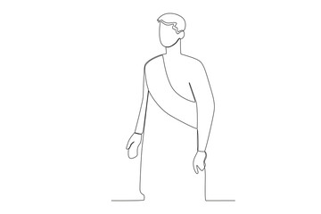 A pilgrim wearing haj clothes. Hajj pilgrims one-line drawing