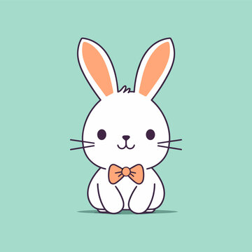 Cute kawaii rabbit bunny cartoon easter cutevector illustration