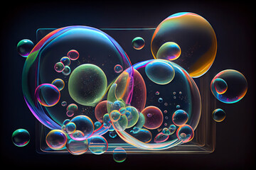 Realistic soap bubbles with rainbow reflection Generative AI