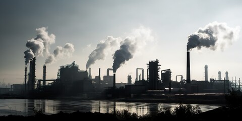 Obraz na płótnie Canvas industrial chimneys smoke from factory pollution Generative AI