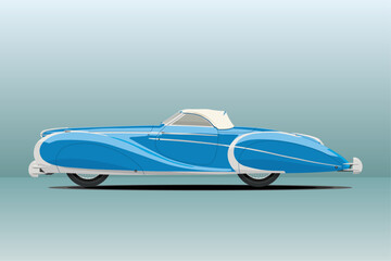 Retro car vector image. 1930 old car.	