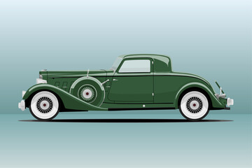 Fototapeta na wymiar Retro car vector image. 1930 old car. 