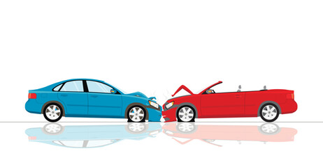 Naklejka premium Traffic accident. An accident involving cars on a wet road.