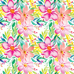 Floral shape watercolor seamless pattern.
