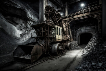 Fototapeta na wymiar Abandoned mines. AI technology generated image