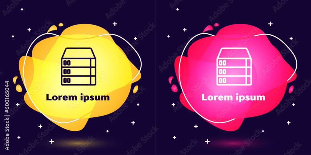 Aufkleber set line server, data, web hosting icon isolated on blue background. abstract banner with liquid sha