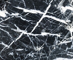 Fondo con detalle y textura de superficie de marmol de color negro, con vetas blancas