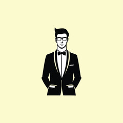 vector illustration of a man in a suit with glasses