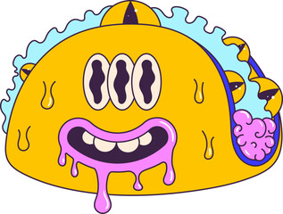 Taco psychedelic cartoon character. Vector illustration. © Alina Kolyuka