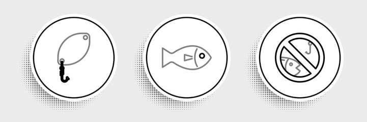 Set line No fishing, Fishing spoon and icon. Vector