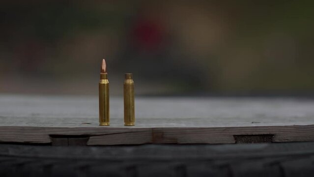 casing and bullet at the shooting range