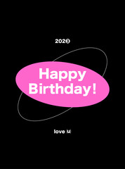 Birthday card in a modern style. Layout for printing a greeting card for the holiday. Vector illustration with geometric objects.