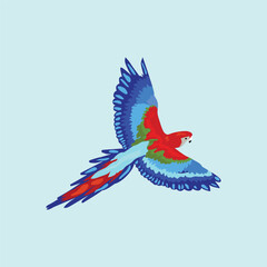 Illustration of one high detailed macaw parrots