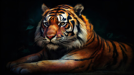 Tiger relaxed position Generative AI