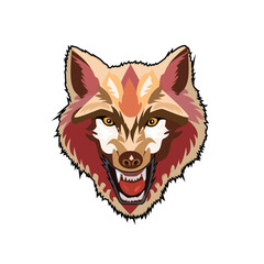 Vector Illustrative Portrait of Wolf. Cute face of wolf