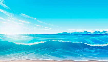 Naklejka na ściany i meble summer beach background with blue sea. High quality illustration Generative AI