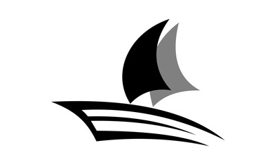black silhouette sailing ship vector logo