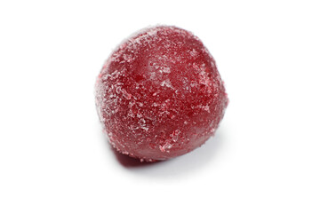 frozen plum close-up isolated on white