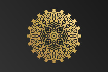 Golden Steampunk Gear Graphic Design Vector Template