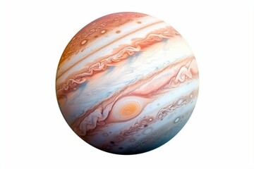 Planet Jupiter isolated on white background. Created with Generative AI technology
