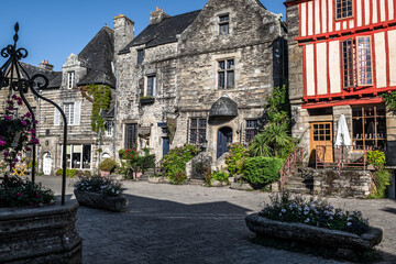 Fototapeta na wymiar Ancient Buildings In Picturesque Village Rochefort En Terre In The Department Of Morbihan In Brittany, France