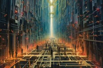Obraz na płótnie Canvas Breaking the Matrix: Escaping the Illusion with Generative AI 32