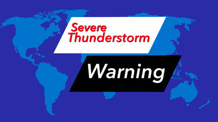 Severe thunderstorm warning television news banner.