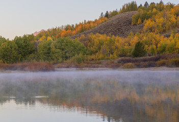 Scenic Autumn Reflection Landscape in the Tetons at Sunrise
