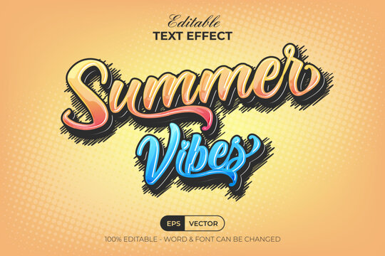 Summer vibes text effect style. Editable text effect.