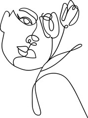One Line Woman with Flowers