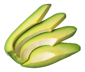 Avocado isolated. Ripe avocado slices on a white background.