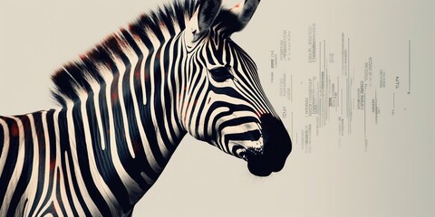 Fototapeta na wymiar Zebras bold stripes merging with barcode lines, symbolizing the intersection of nature and technology, concept of Harmony of Analogies, created with Generative AI technology