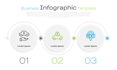 Set line Car rental, and Location key. Business infographic template. Vector