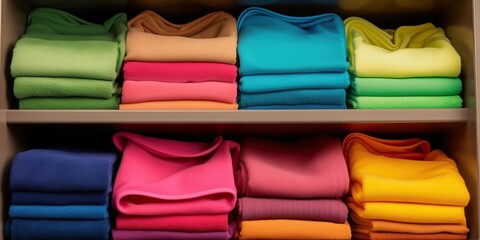 Collection of colorful microfiber cloths each designated for a specific cleaning task, concept of Task-specific cleaning supplies, created with Generative AI technology