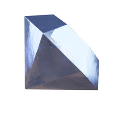 Diamond oblique right isolated on transparent background. 3d render  jewelry.