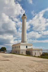 Obraz premium Basilica of Santa Maria de Finibus Terrae on the spectacular Capo di Leuca promontory, Italy.