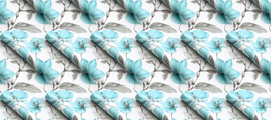 Flower square continuous pattern,Seamless collage pattern.created with generative ai tecnology.