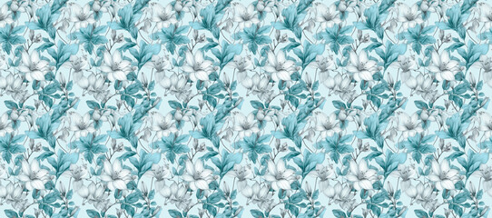 Fototapeta na wymiar Flower square continuous pattern,Seamless collage pattern.created with generative ai tecnology.